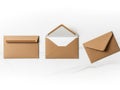 Three brown envelopes isolated on white background Royalty Free Stock Photo