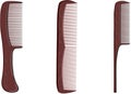 Three brown hairbrush