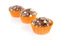 Three brown homebaked cupcake Royalty Free Stock Photo
