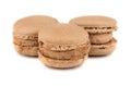 Three brown macaron cookies Royalty Free Stock Photo