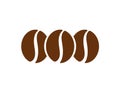 Three brown roasted coffee beans symbol