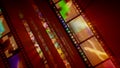 Three brown rows of retro film stripes