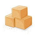Three Brown Sugar Cubes Illustration
