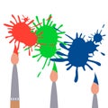 Three brushes. Red, green, blue blots. Vector illustration Royalty Free Stock Photo