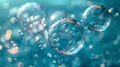 Three bubbles floating in the air, each one with a different color. AI generated Royalty Free Stock Photo