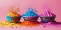 Three Buckets Filled With Different Colored Powders Royalty Free Stock Photo