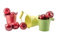 Three buckets with red apples Royalty Free Stock Photo