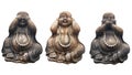 Three Buddha statues in a pose of three wise monkeys Royalty Free Stock Photo