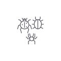 Three bugs vector line icon, sign, illustration on background, editable strokes Royalty Free Stock Photo