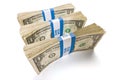 Three Bundles of Dollar Bills Royalty Free Stock Photo