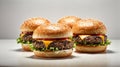 Three burger buns on a white background. Isolated Royalty Free Stock Photo