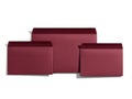 Three burgundy rectangular boxes isolated on white background Royalty Free Stock Photo