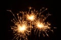 Three burning christmas sparklers Royalty Free Stock Photo