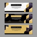 Three business banner template design with black and gold color