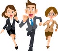 Three business people, men and women, running Royalty Free Stock Photo