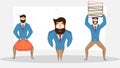 Three Businessman character in funny poses.