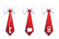 Three businessman neckties with communication symbols.