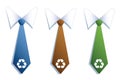 Three businessman neckties with recycle symbols.