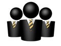 Three businessman symbol icon tie white background 3d render rendering illustration