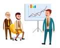 Three Businessmen in Office with Diagrams Flat