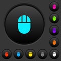 Three buttoned computer mouse dark push buttons with color icons Royalty Free Stock Photo