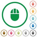 Three buttoned computer mouse flat icons with outlines