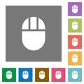 Three buttoned computer mouse square flat icons Royalty Free Stock Photo