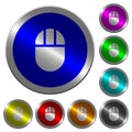 Three buttoned computer mouse luminous coin-like round color buttons