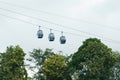 Three cable cars against cloudy sky in summer