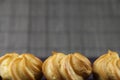 Three cakes on a bamboo background