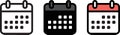 Set of calendar icons showing a date line solid fill and flat design vector illustration Royalty Free Stock Photo