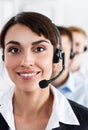 Three call center service operators at work Royalty Free Stock Photo