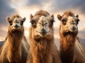 Ai Generated illustration Wildlife Concept of Three camels in Ethiopia Royalty Free Stock Photo