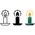 Three distinct visual representations of a candle are presented side-by-side Royalty Free Stock Photo