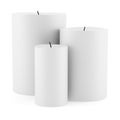 Three candles isolated on white
