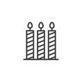 Three candles line icon