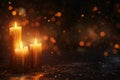 Three candles on a table, suitable for various occasions Royalty Free Stock Photo