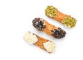 Three cannoli pastries Royalty Free Stock Photo