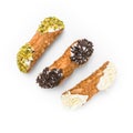 Three cannoli pastries Royalty Free Stock Photo