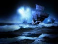 The three caravels under the Moon Royalty Free Stock Photo