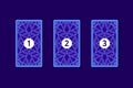 Three card tarot spread. Reverse side