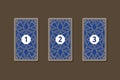 Three card tarot spread. Reverse side Royalty Free Stock Photo