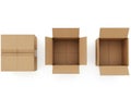 Three cardboard boxes isolated on white background Royalty Free Stock Photo