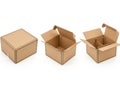 Three cardboard boxes isolated on white background Royalty Free Stock Photo