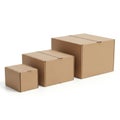 Three cardboard boxes isolated on white background Royalty Free Stock Photo