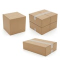 Three cardboard boxes isolated on white background Royalty Free Stock Photo