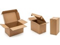 Three cardboard boxes isolated on white background Royalty Free Stock Photo