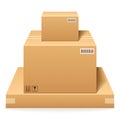 Three cardboard boxes. Package delivery and storage service in stock.