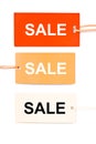 Three cardboard sale tags isolated Royalty Free Stock Photo