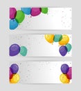 three cards with balloons helium